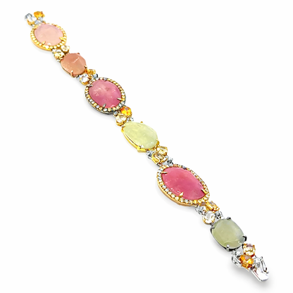 1.75CT Diamond with Mixed Sapphire 18k Yellow Gold Bracelet