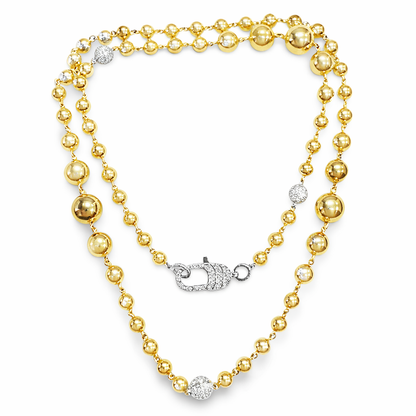 4.30CT Diamond Plain Gold Ball Necklace 14k Yellow Gold