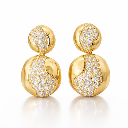 1.62CT Diamond  14k Yellow Gold Earring