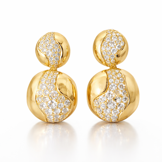1.62CT Diamond  14k Yellow Gold Earring