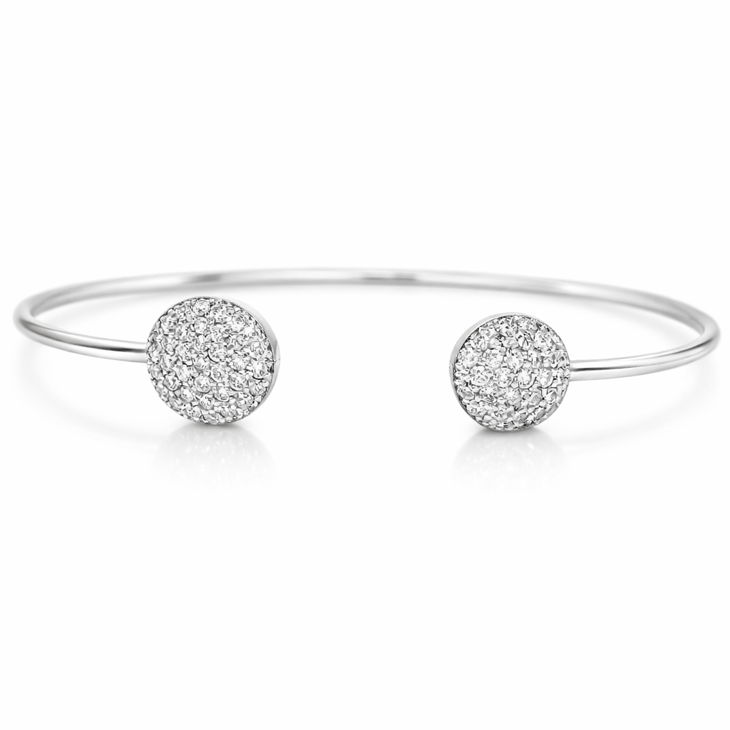 0.58CT Diamond Bangle 14k White Gold