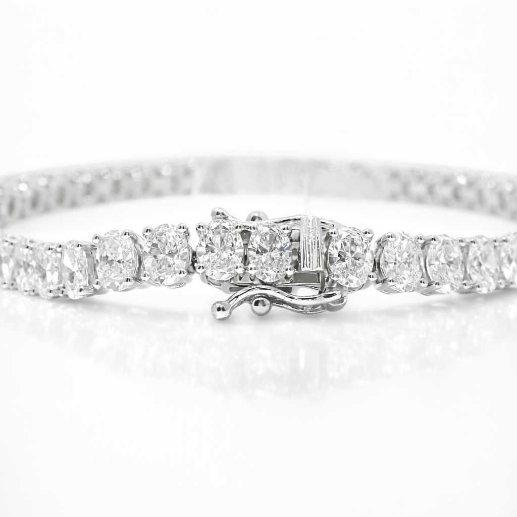 8.81CT Oval Lab Diamond Bracelet 14k White Gold