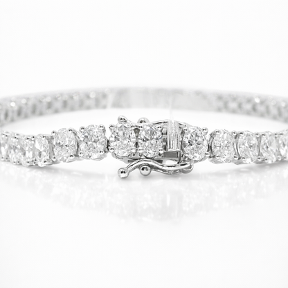 8.81CT Oval Lab Diamond Bracelet 14k White Gold