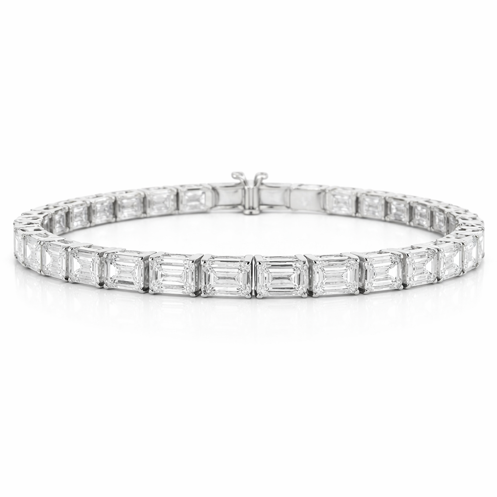 19.19CT Emerald Cut Lab Diamond Bracelet 14k White Gold