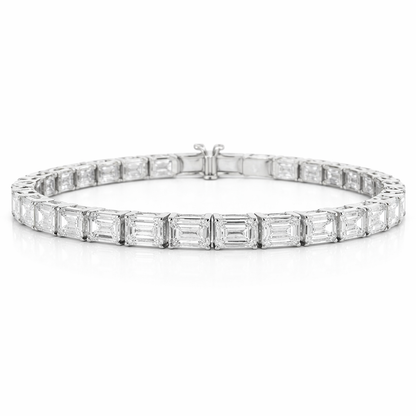 19.19CT Emerald Cut Lab Diamond Bracelet 14k White Gold