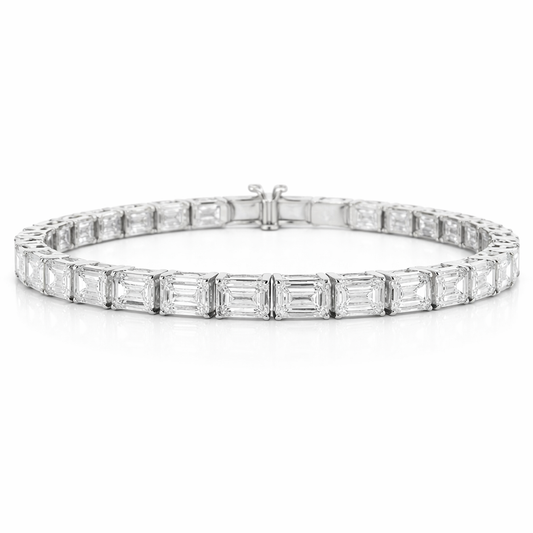 19.19CT Emerald Cut Lab Diamond Bracelet 14k White Gold