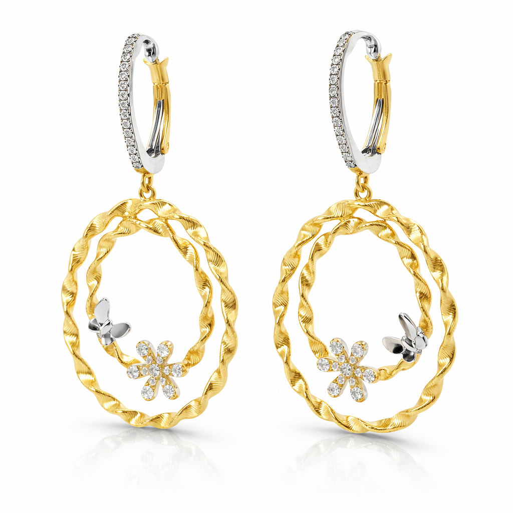 0.54CT Diamond 14k Yellow Gold Earring