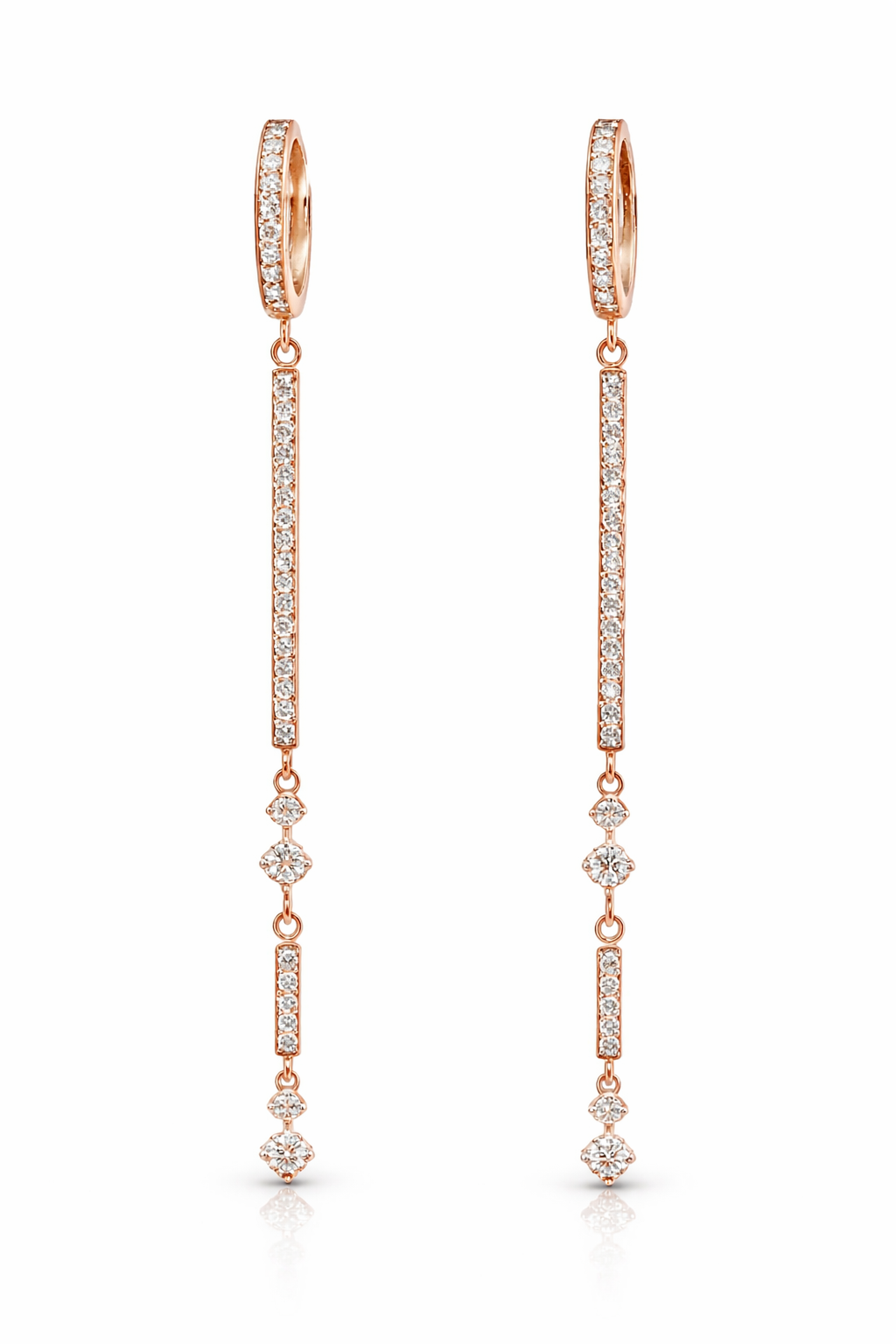 0.83CT Diamond Bar Earring 14k Gold
