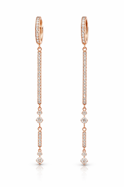 0.83CT Diamond Bar Earring 14k Gold