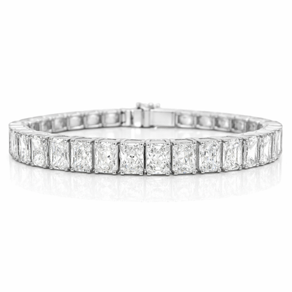 22.63CT Radiant Cut Lab Diamond 4 Prong Tennis Bracelet 14K White Gold