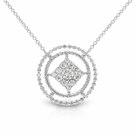 1.09CT Diamond Pendant 14k White Gold