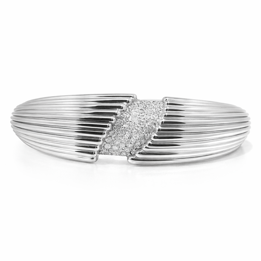 1.30CT Diamond Bangle 14k White Gold