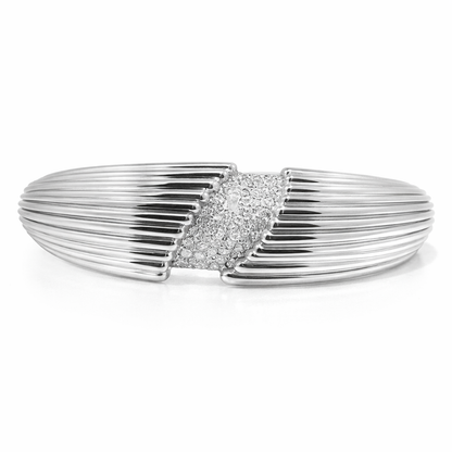 1.30CT Diamond Bangle 14k White Gold