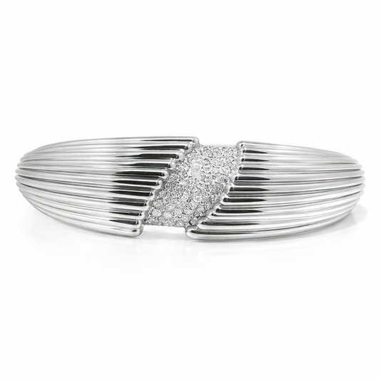 1.30CT Diamond Bangle 14k White Gold