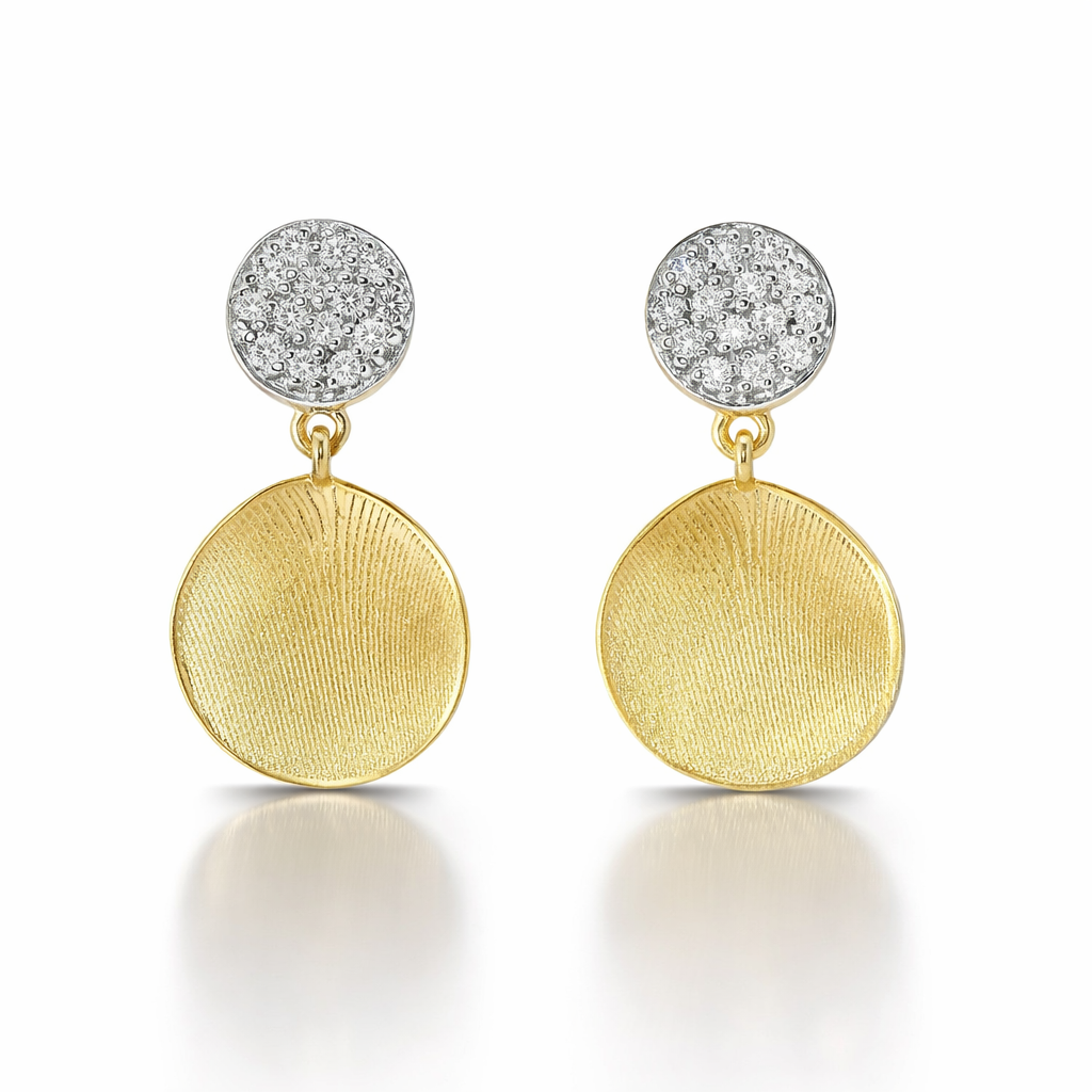 0.28CT Diamond Disc Fashion Earring 14k Yellow Gold