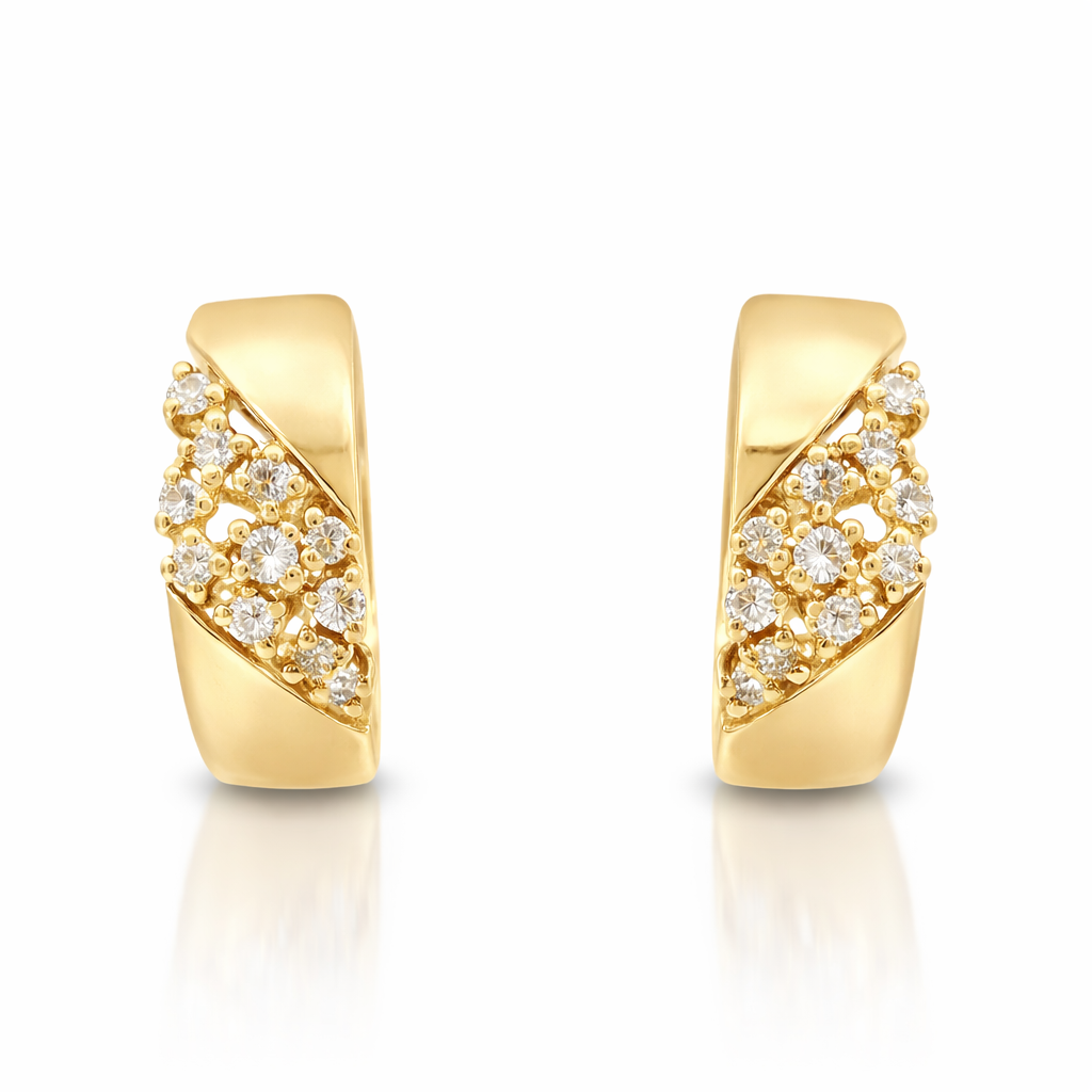 0.18CT Diamond  14k Yellow Gold Earring