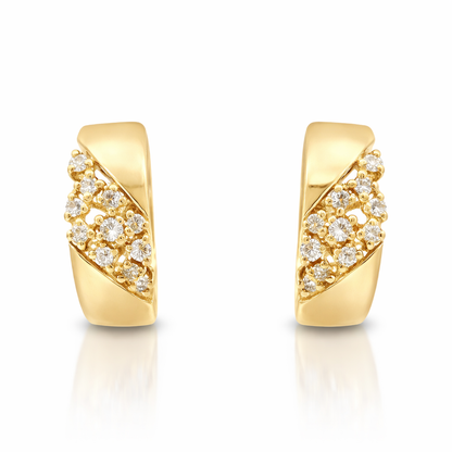 0.18CT Diamond  14k Yellow Gold Earring