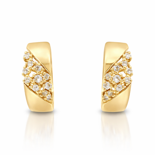 0.18CT Diamond  14k Yellow Gold Earring