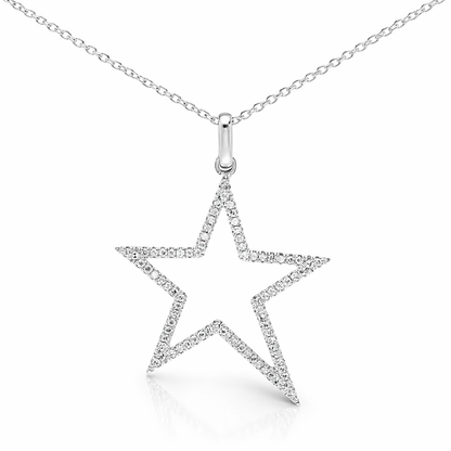 0.27Ct Diamond Star Pendant 14k White Gold
