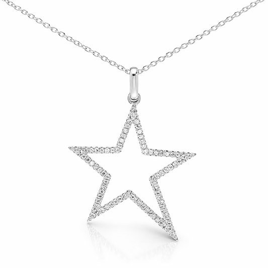 0.27Ct Diamond Star Pendant 14k White Gold