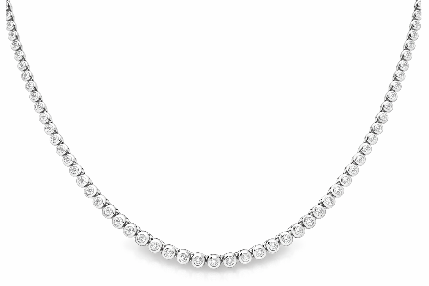 3.46CT Diamond  Tennis Necklace 14k White Gold