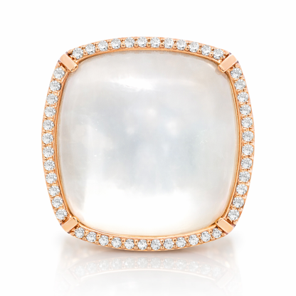 0.36CT Diamond With White MOP Ring 14k Rose Gold