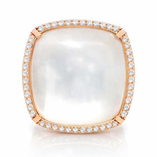 0.36CT Diamond With White MOP Ring 14k Rose Gold