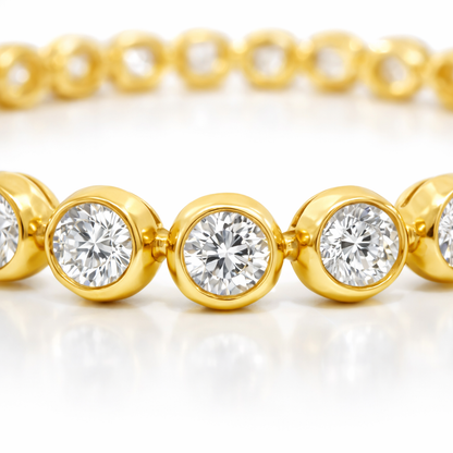 7.49CT Lab Diamond Bezel Bracelet 14k Yellow Gold