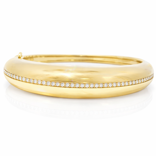 0.93CT Diamond Bangle 14k Yellow Gold