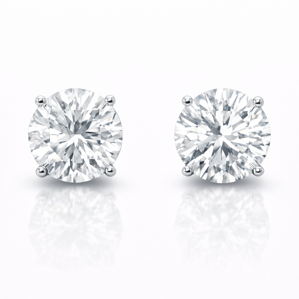 5.07CT Lab Diamond Certified Martini Stud 14k White Gold Earring
