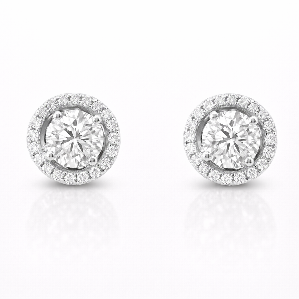 0.81CT Diamond  14k White Gold Earring