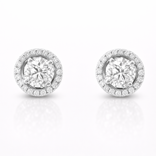 0.81CT Diamond  14k White Gold Earring
