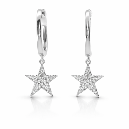 0.18CT Diamond 14k White Gold Star Earring