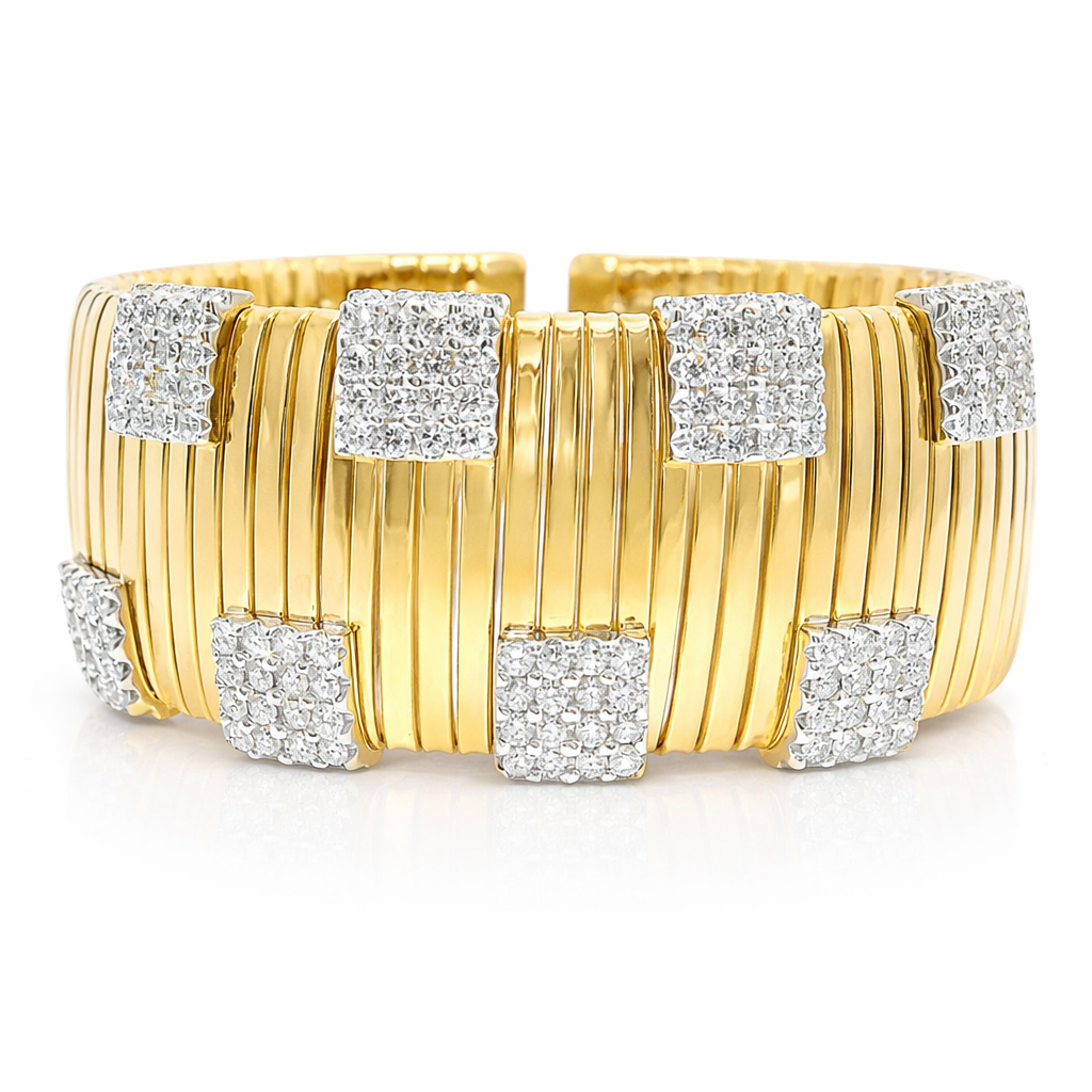 3.86CT Diamond Bangle 14k Yellow Gold
