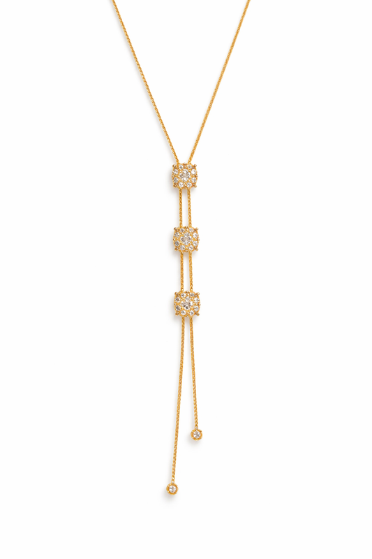 1.57Ct diamond Lariat Pendant 14k Rose Gold