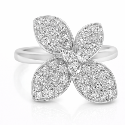0.51CT Diamond Flower Ring 14K White Gold