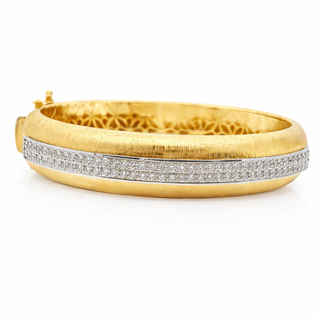 1.29CT Diamond Bangle 14k Yellow Gold