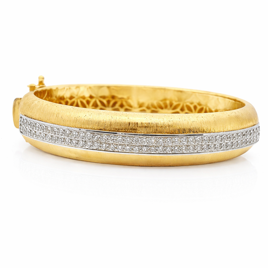 1.29CT Diamond Bangle 14k Yellow Gold