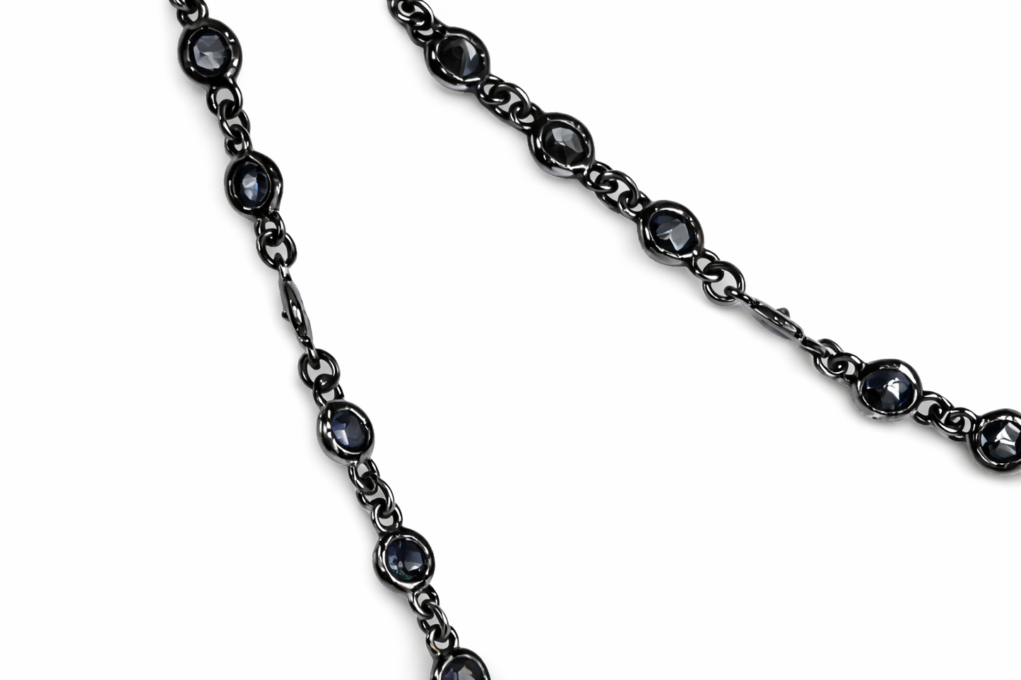 6.46CT Blue Sapphire Necklace Black Rhodium 14k White Gold