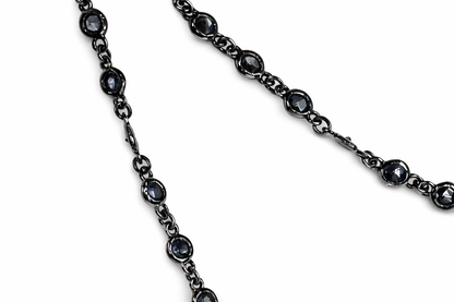6.46CT Blue Sapphire Necklace Black Rhodium 14k White Gold