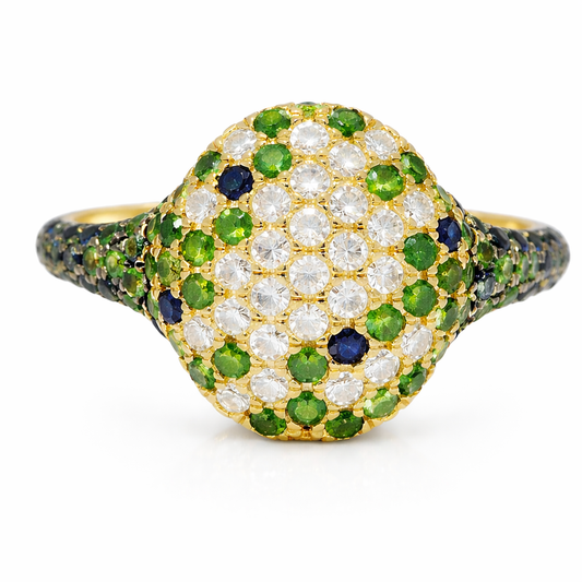 0.15CT Diamond and 0.64CT Green Garnet Sapphire Ring 14kYellow Gold