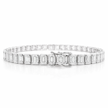 12.95CT Emerald Cut Lab Diamond Bracelet 14k White Gold