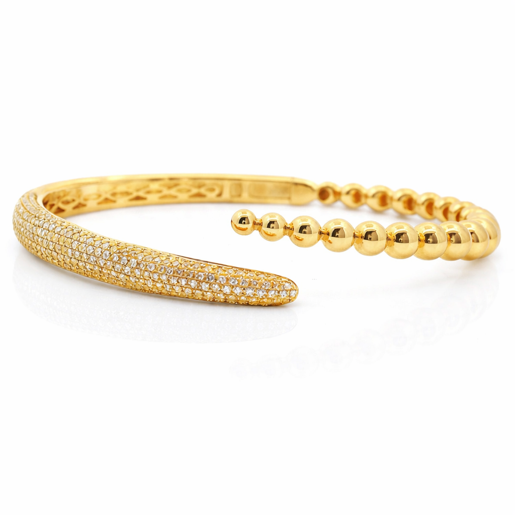0.95CT Diamond Bangle 14k Yellow Gold