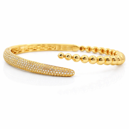 0.95CT Diamond Bangle 14k Yellow Gold
