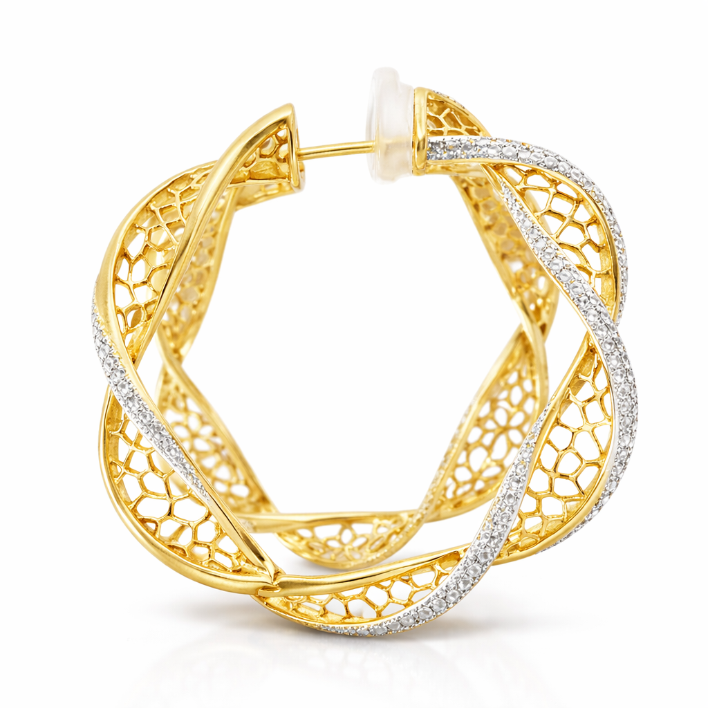 0.66CT Diamond HOOP 14k Rose Gold Earring