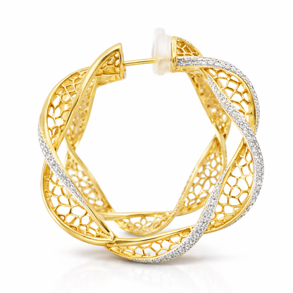 0.66CT Diamond HOOP 14k Rose Gold Earring