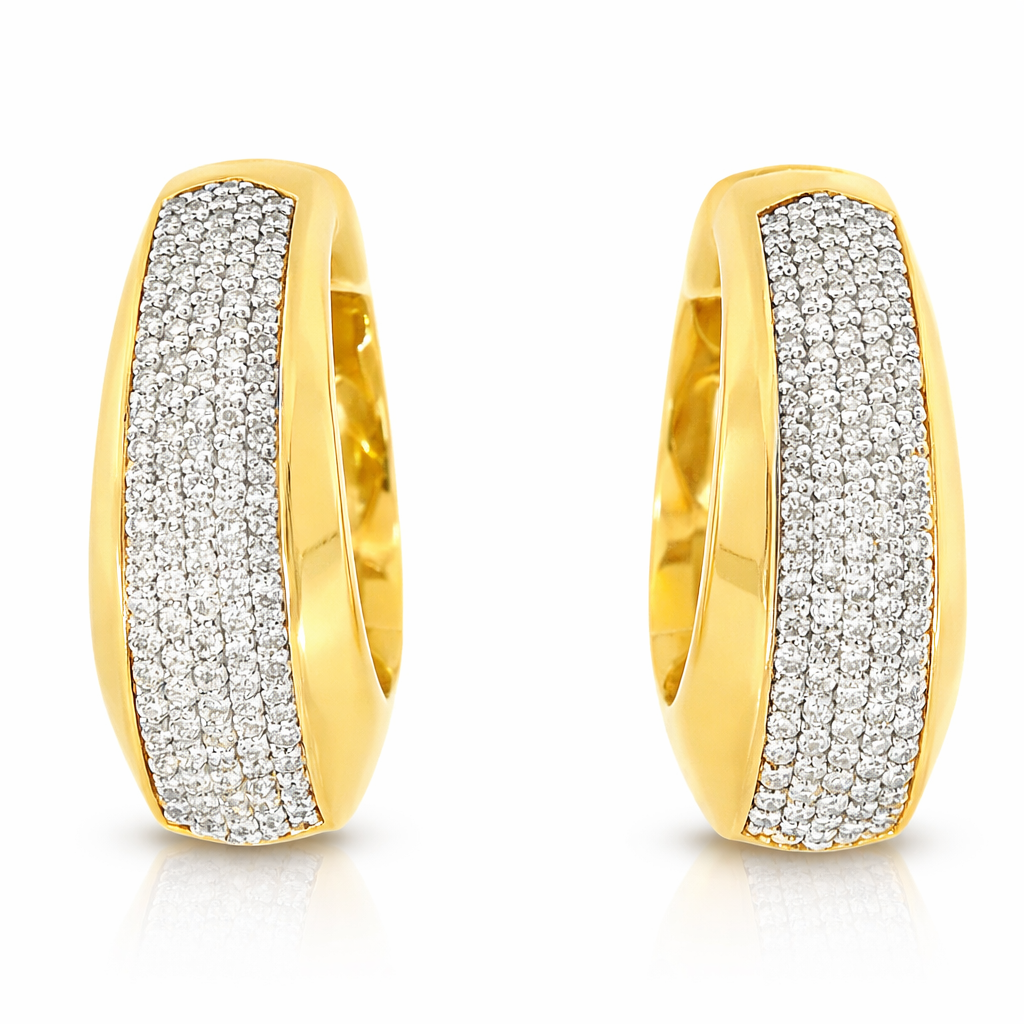 3.19CT Diamond Hoop 14k Yellow Gold Earring