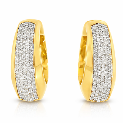 3.19CT Diamond Hoop 14k Yellow Gold Earring