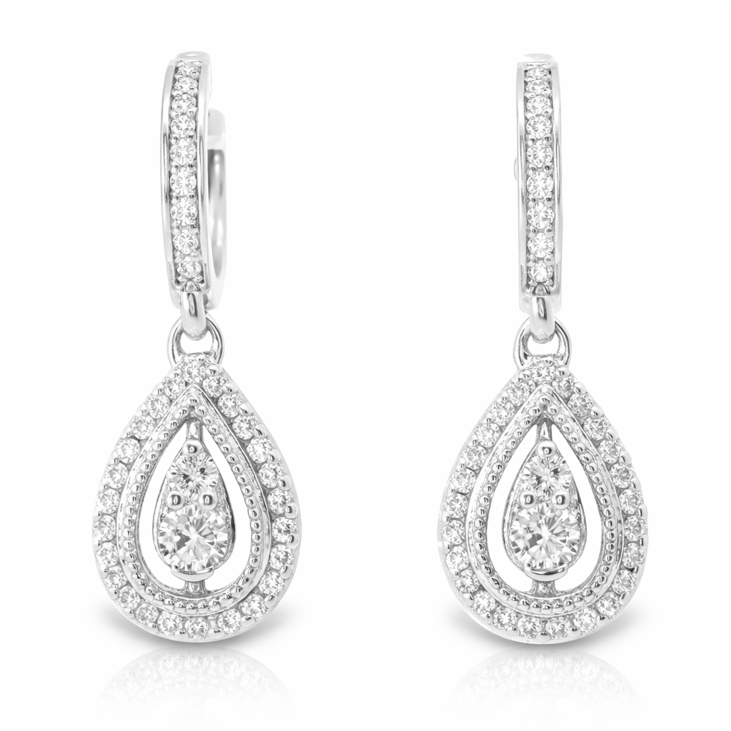 0.78CT Diamond Earring 14k White Gold