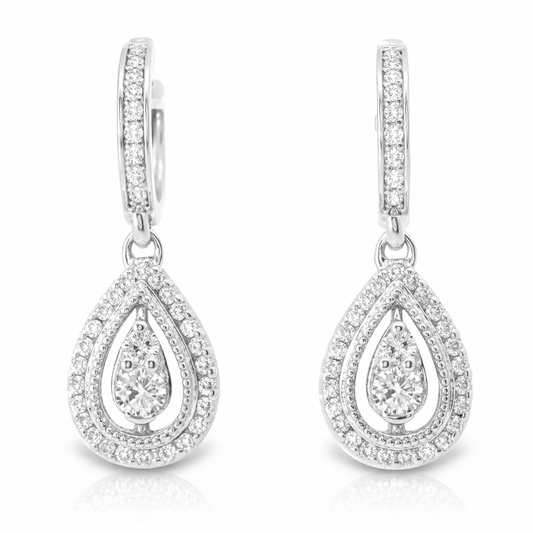 0.78CT Diamond Earring 14k White Gold